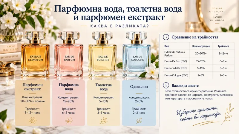 Каква е разликата между EDP EDT и парфюмен екстракт?